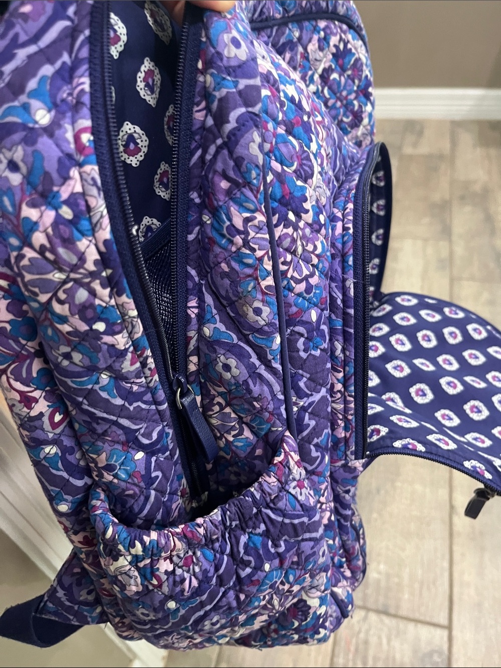 Vera Bradley Navy, Purple & Pink Floral Quilted Crossbody - Picture 8 of 11